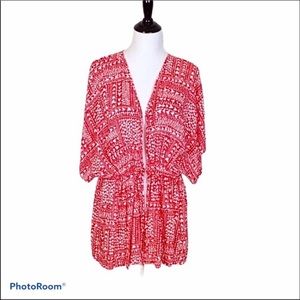 Victoria’s Secret red belted kimono with white hearts